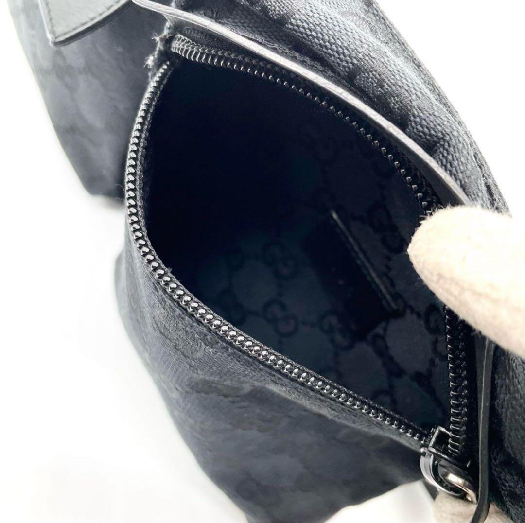 極美品✨グッチ ボディバッグ GG キャンバス レザー ウエストバッグ ブラック