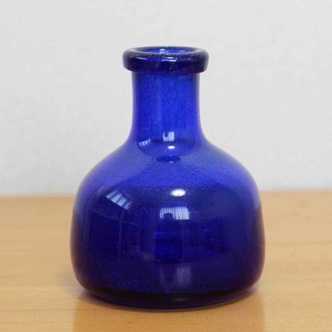 【サイン入り】エリックホグラン　Erik Hoglund　ブルーガラス 花器花瓶