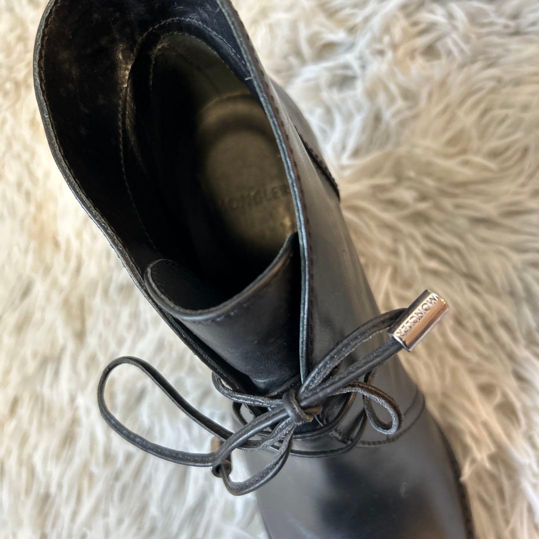 【美品】MONCLER レザー ウェッジソール ショートブーツ 36サイズ