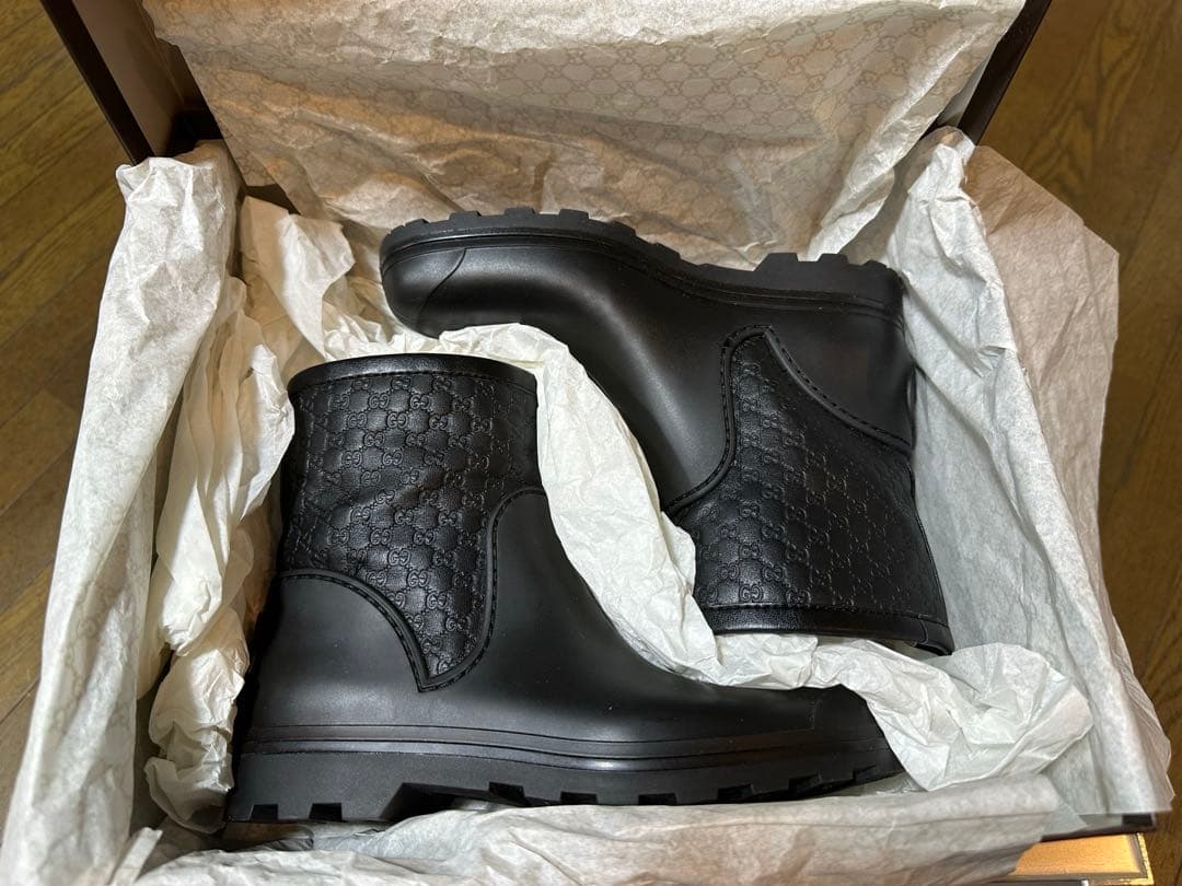 グッチ　レインショートブーツ　ブラック