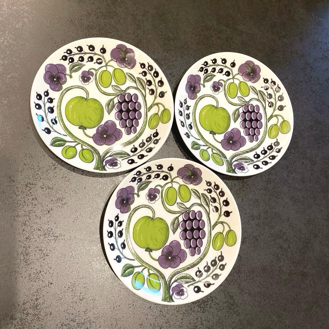 ARABIA アラビア パープル パラティッシプレート21 cm 3枚セット♪