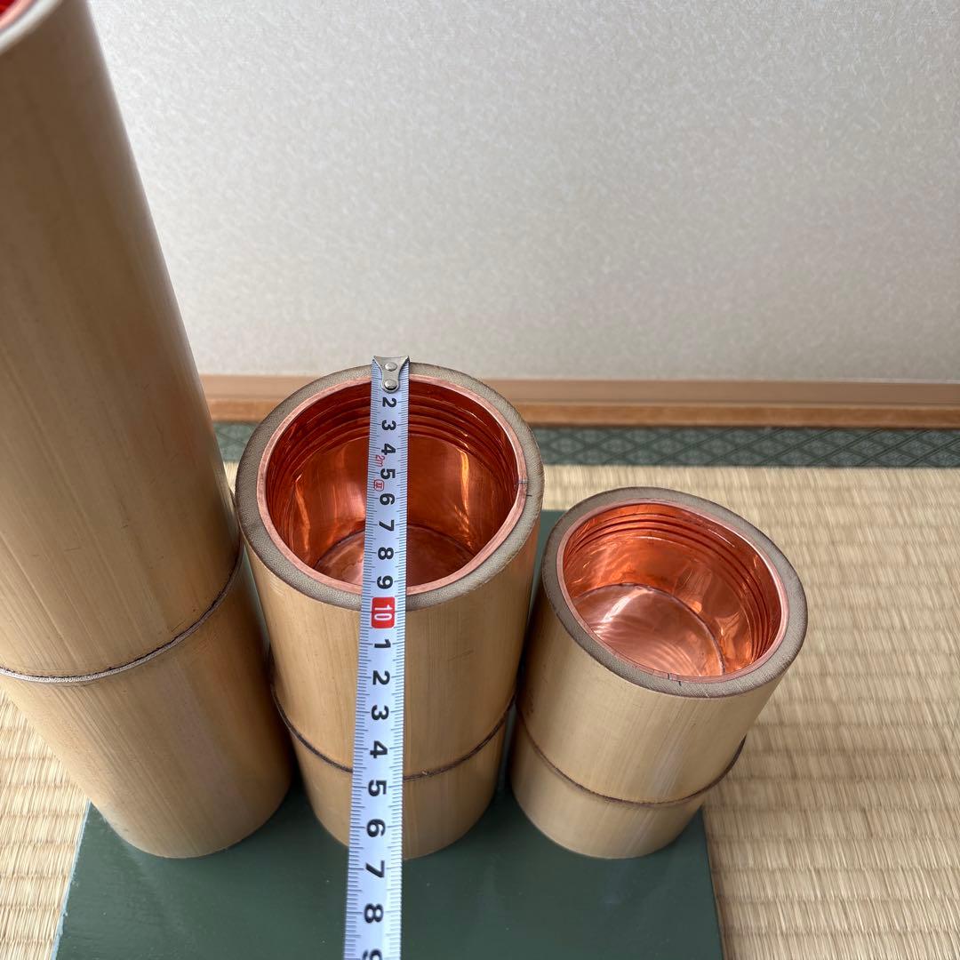 69 短三管筒　3本セット　竹製　華道　生花　格花　花器　水仙