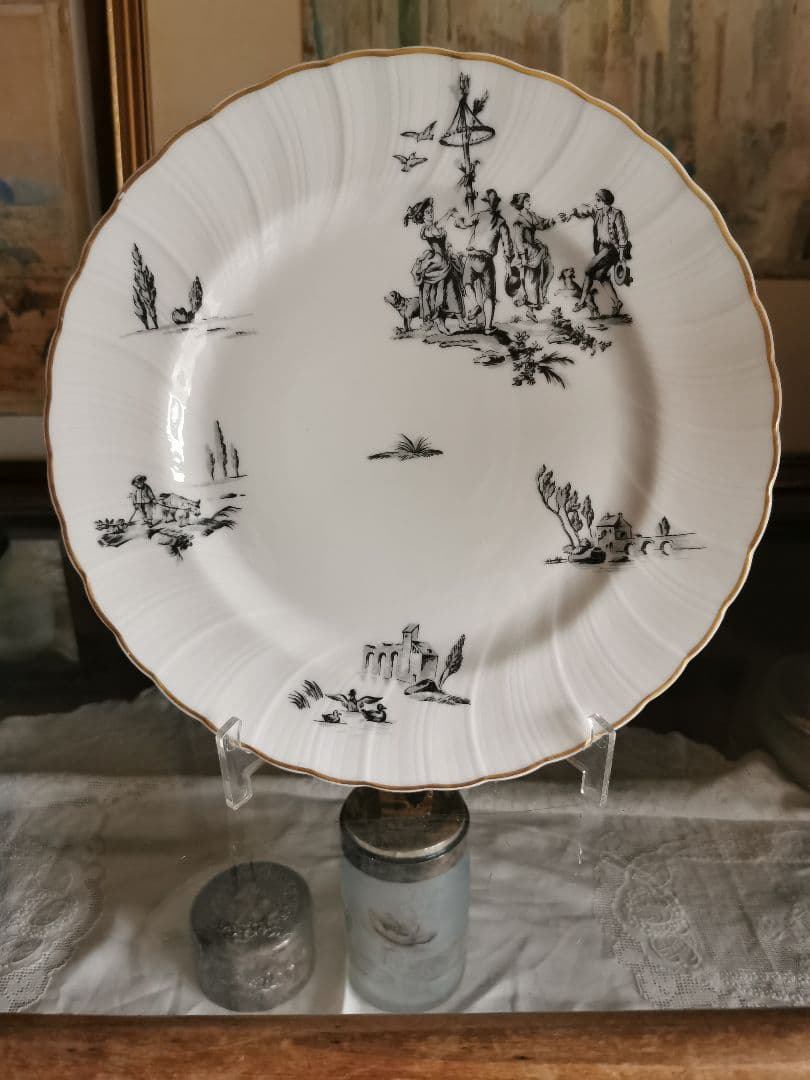 最終1枚☘ヴィンテージ リモージュ ベルナルド トワルドジュイ柄ウェーブφ25㎝