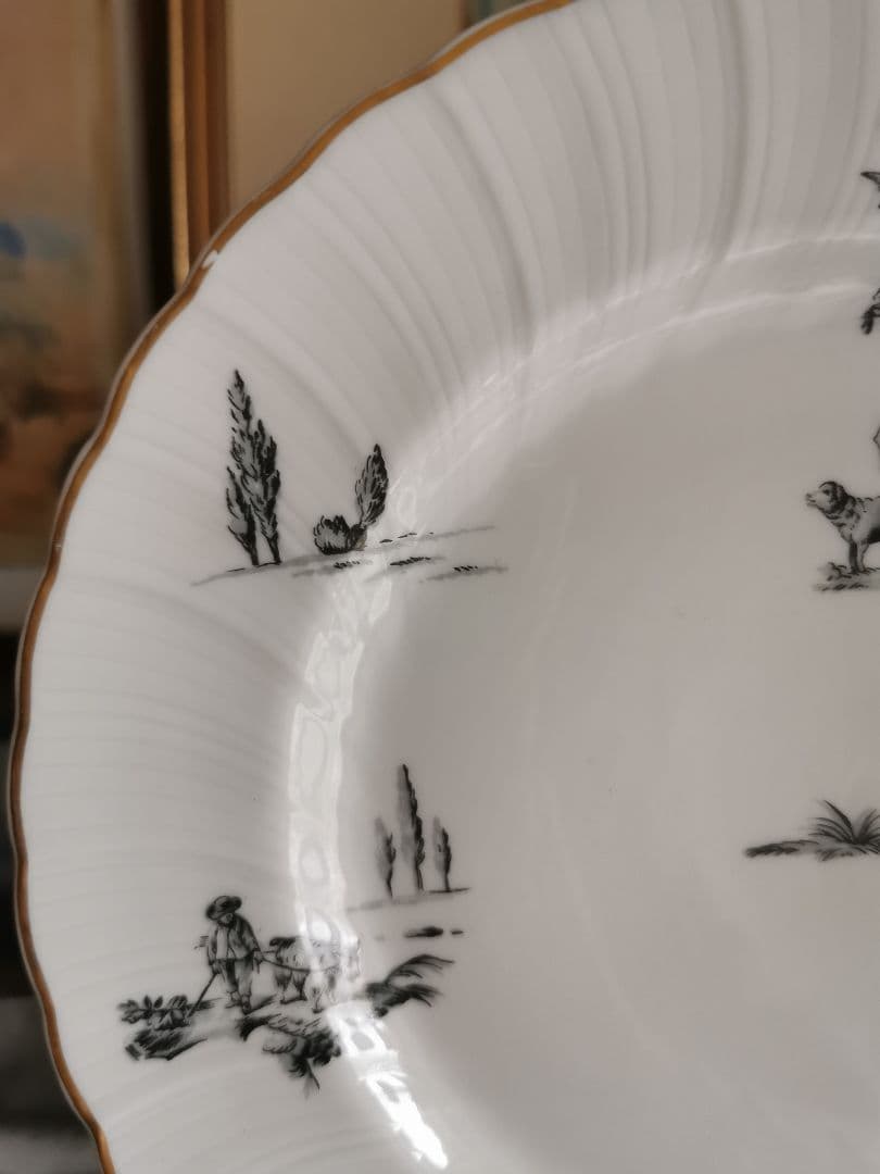 最終1枚☘ヴィンテージ リモージュ ベルナルド トワルドジュイ柄ウェーブφ25㎝