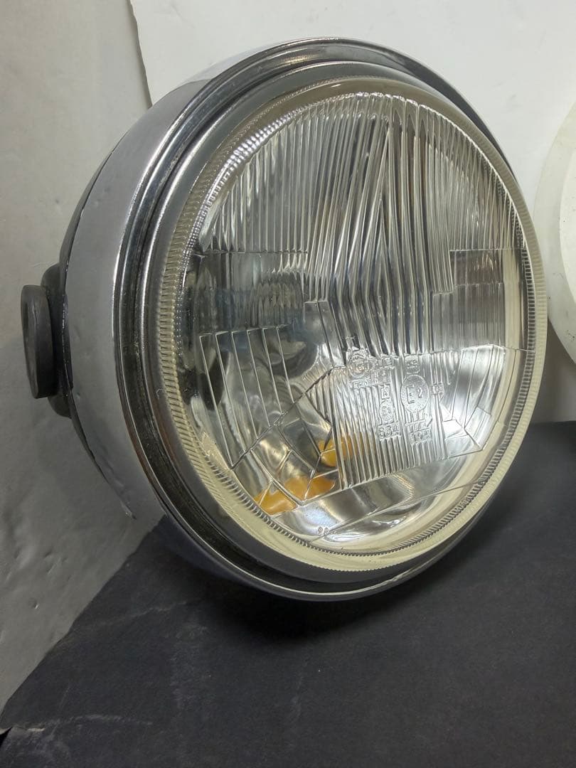 当時物希少シビエ凹みレンズ付きヘッドライト　KH250純正ライトケース付き