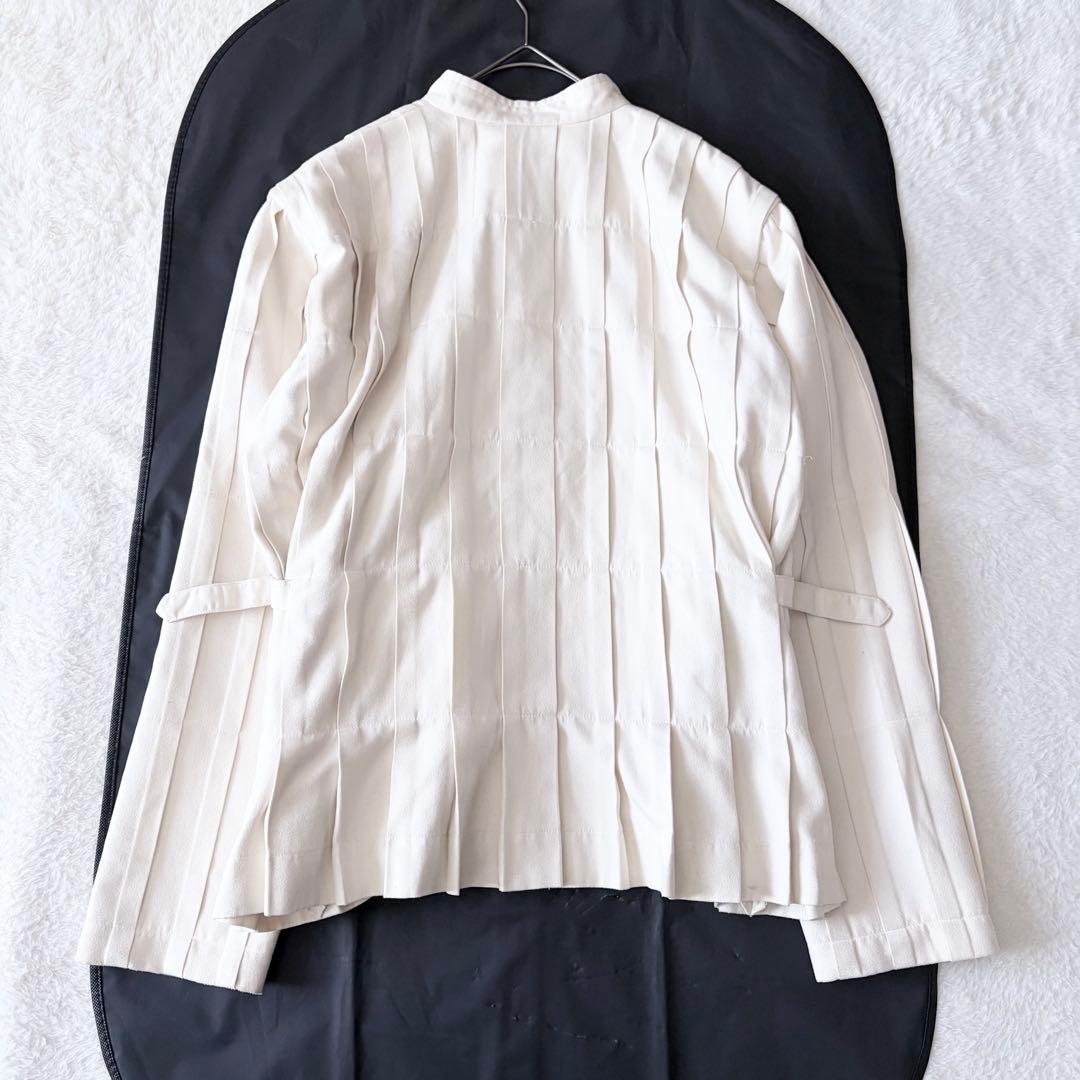 6163 【希少】 イッセイミヤケ プリーツ シャツジャケット クリーム 1