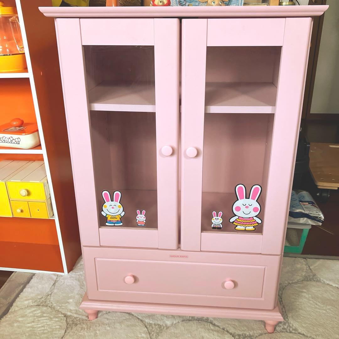 昭和レトロ レトロポップ 飾り棚 食器棚 チェスト キャビネット 脚付 内藤ルネ