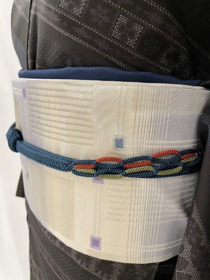 お見分け済美品　　藍泥　本場奄美大島紬　名古屋帯