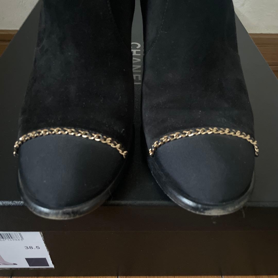 CHANEL 黒　スエード　ショートブーツ