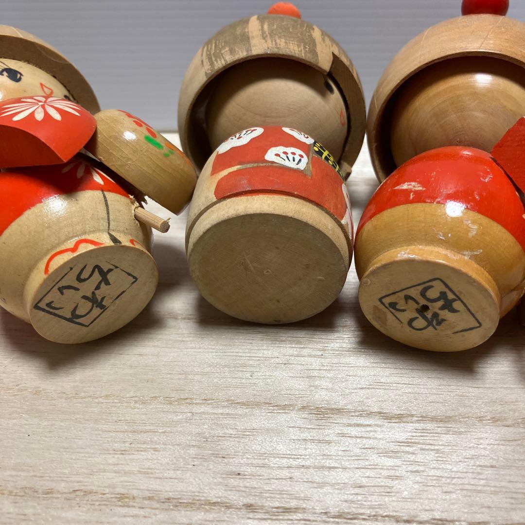 E-壁 昭和レトロ こけし 卯三郎 創作こけし 近代こけし 3体セット まとめ