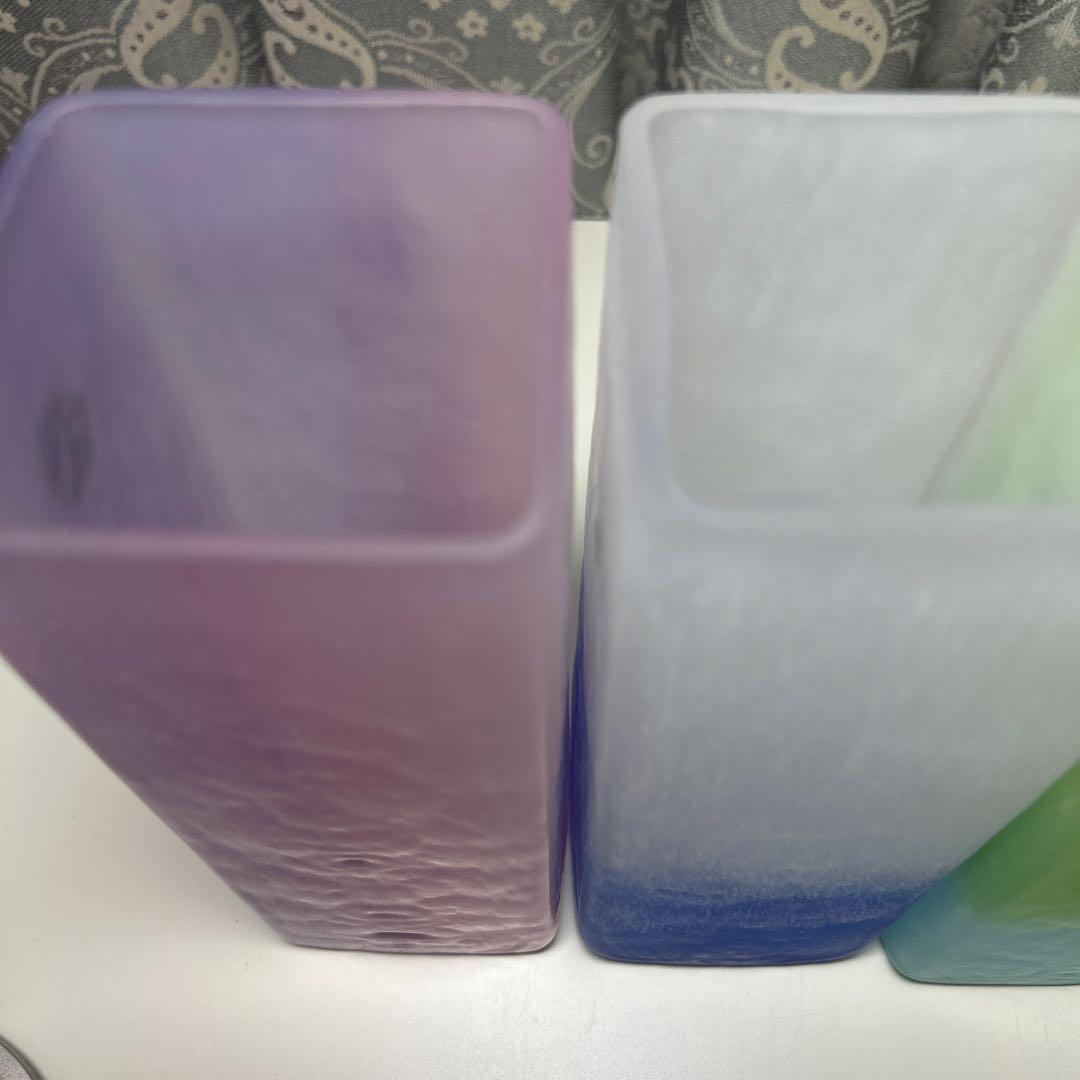 北一硝子 花瓶 角型 4点セット ＊花器 四角