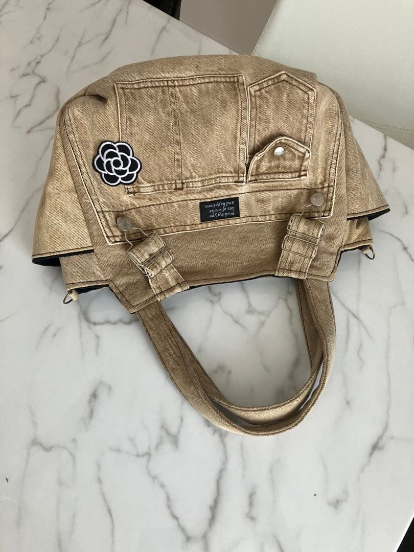 895 tatdwtg大きめデニムリメイクバック　ハンドメイド2点