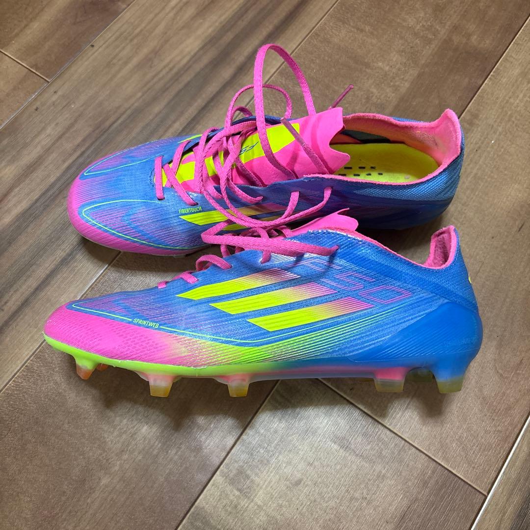 adidas F50 サッカーシューズ 青/ピンク/黄