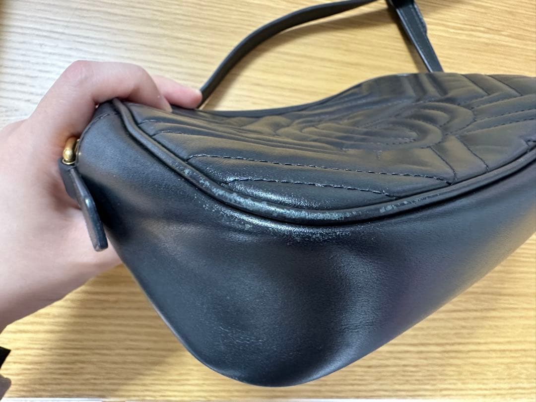 GUCCI マーモント　キルティング　GG チェーン　ショルダーバッグ　ブラック