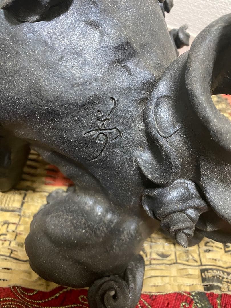 最終値下げ　超美品　シーサー　焼締め　激レア一点もの