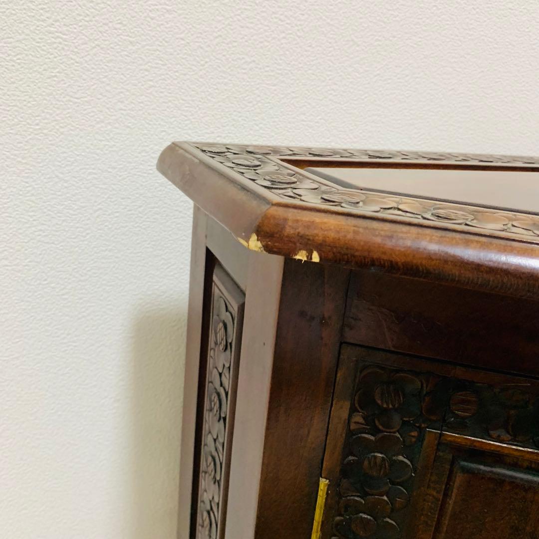 木彫刻 チェスト 引き出し 4段 サイドボード キャビネット アンティーク調