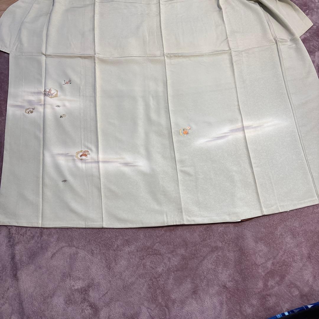 淡いグリーン 花柄刺繍 訪問着　美品　上品