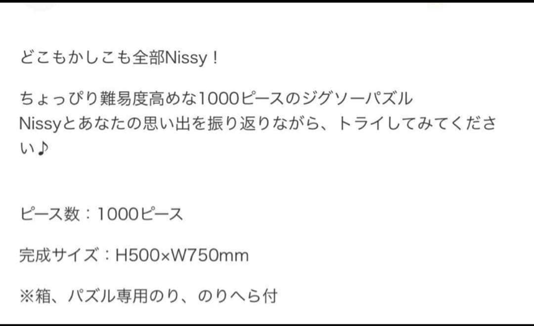 新品、未開封　Nissy 10th ジグソーパズル