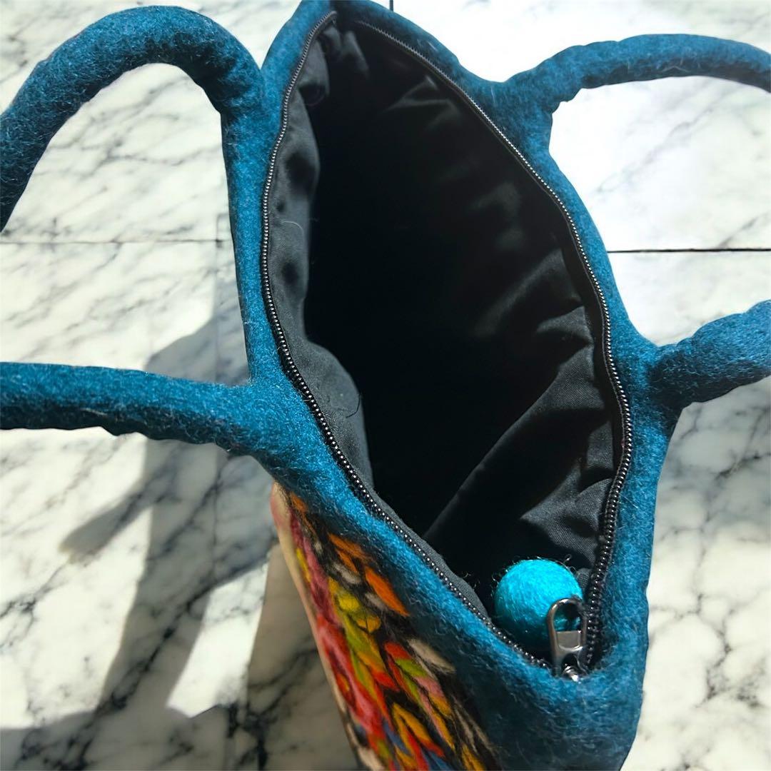 【希少❤️】ショルダータイプ　羊毛立体フェルトバッグ　ハンドメイド　猫バッグ　A4