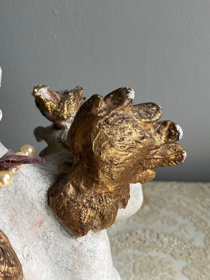 フランス製 ビンテージ アンティーク調 天使像 石膏製 室内装飾オブジェ