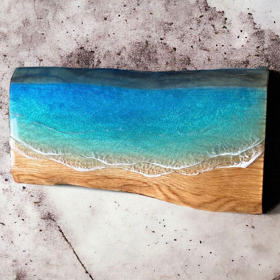 一枚板　レジン　レジンアート　海アート　インテリア　オーシャンアート　無垢