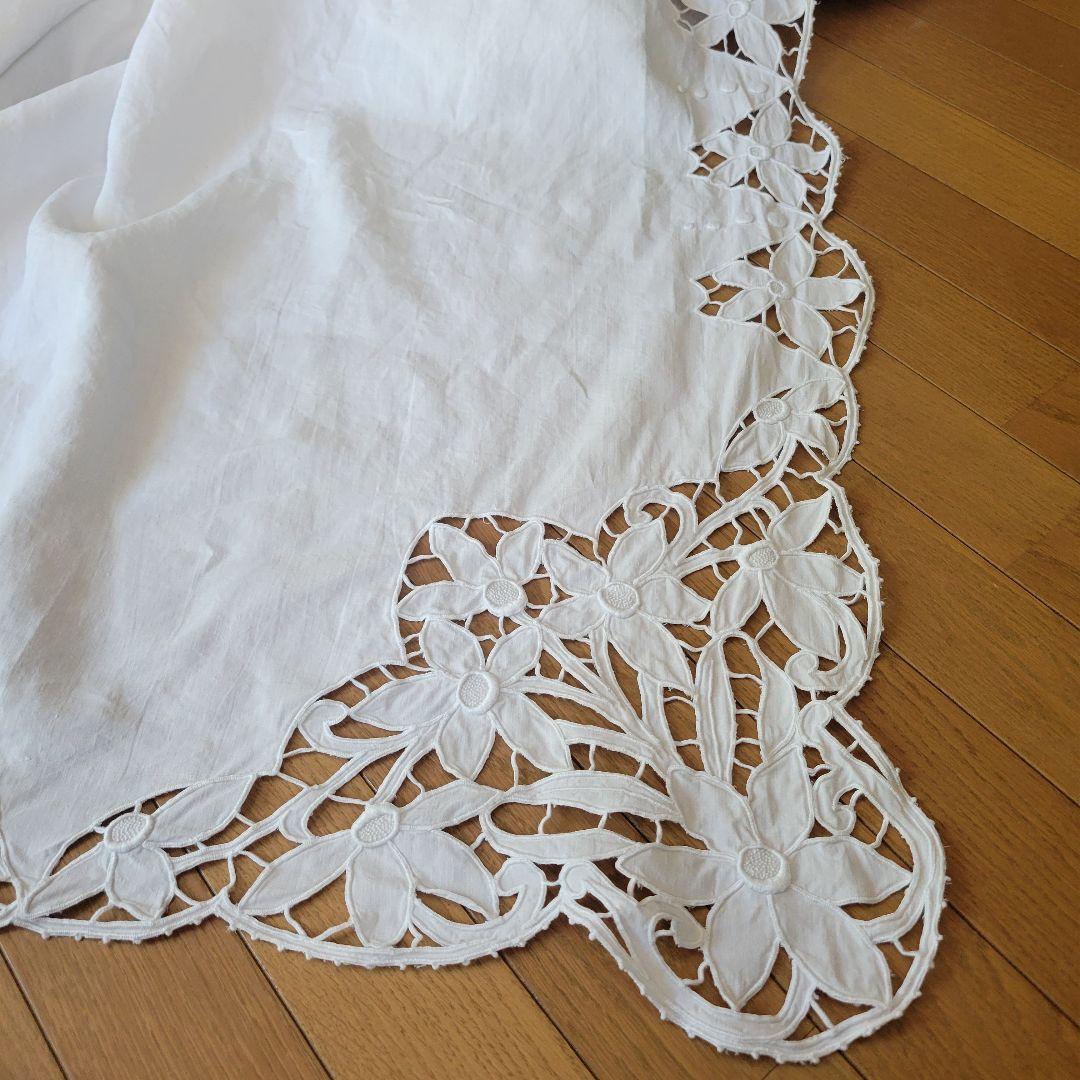 フランス　アンティーク　シーツ　リネン　カットワーク