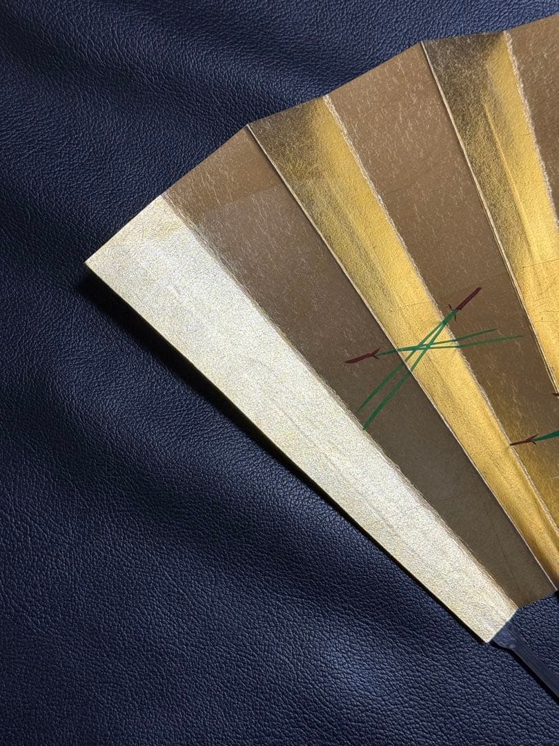 扇子　33.5cm 十松屋福井扇舗　金　桜　松葉　片面違い　仕舞扇　能楽　着物