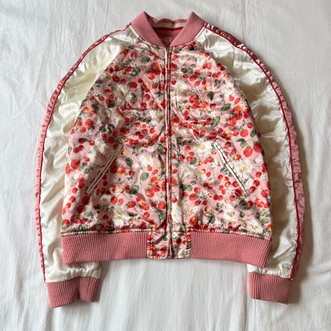 【希少】PINK HOUSE ピンクハウス スカジャン リバーシブル 花柄 刺繍