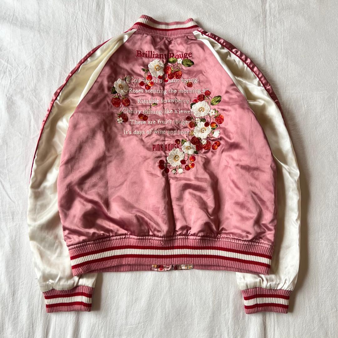 【希少】PINK HOUSE ピンクハウス スカジャン リバーシブル 花柄 刺繍