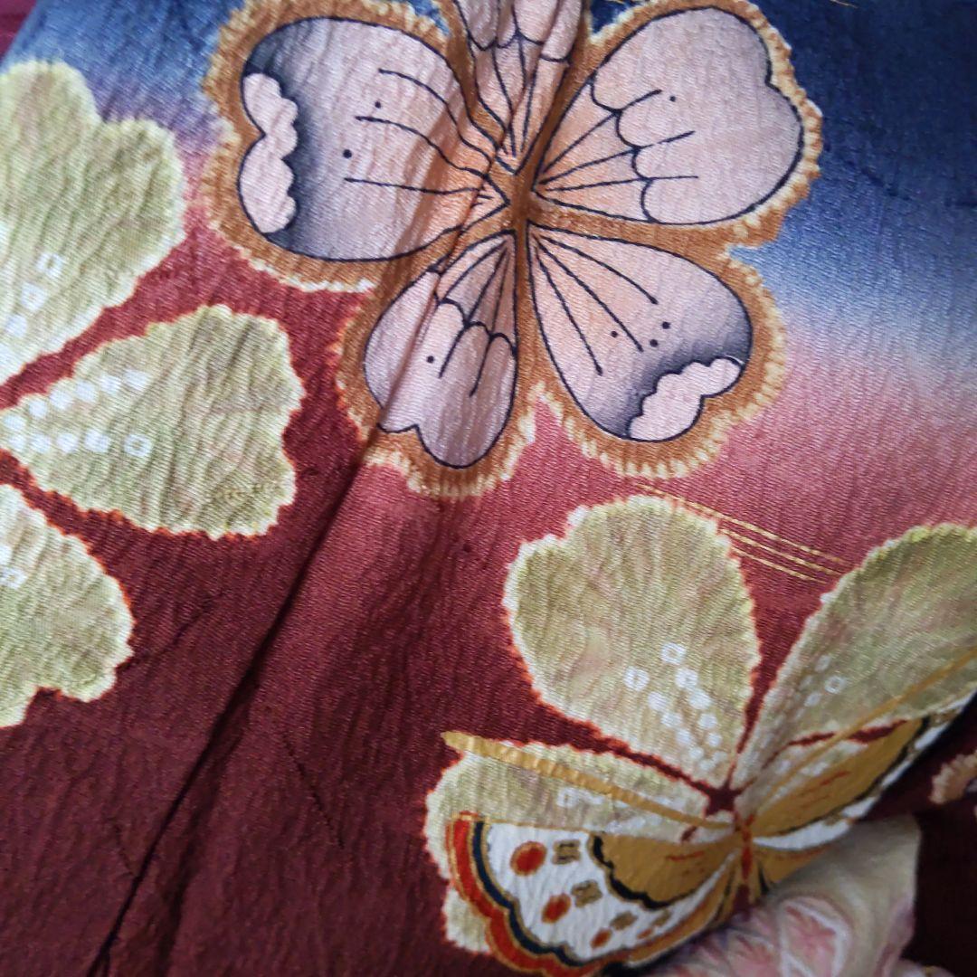 351華やぎ【最終価格】【桜蝶　紺色×ワイン色】【振袖6点フルセット】卒業謝恩会