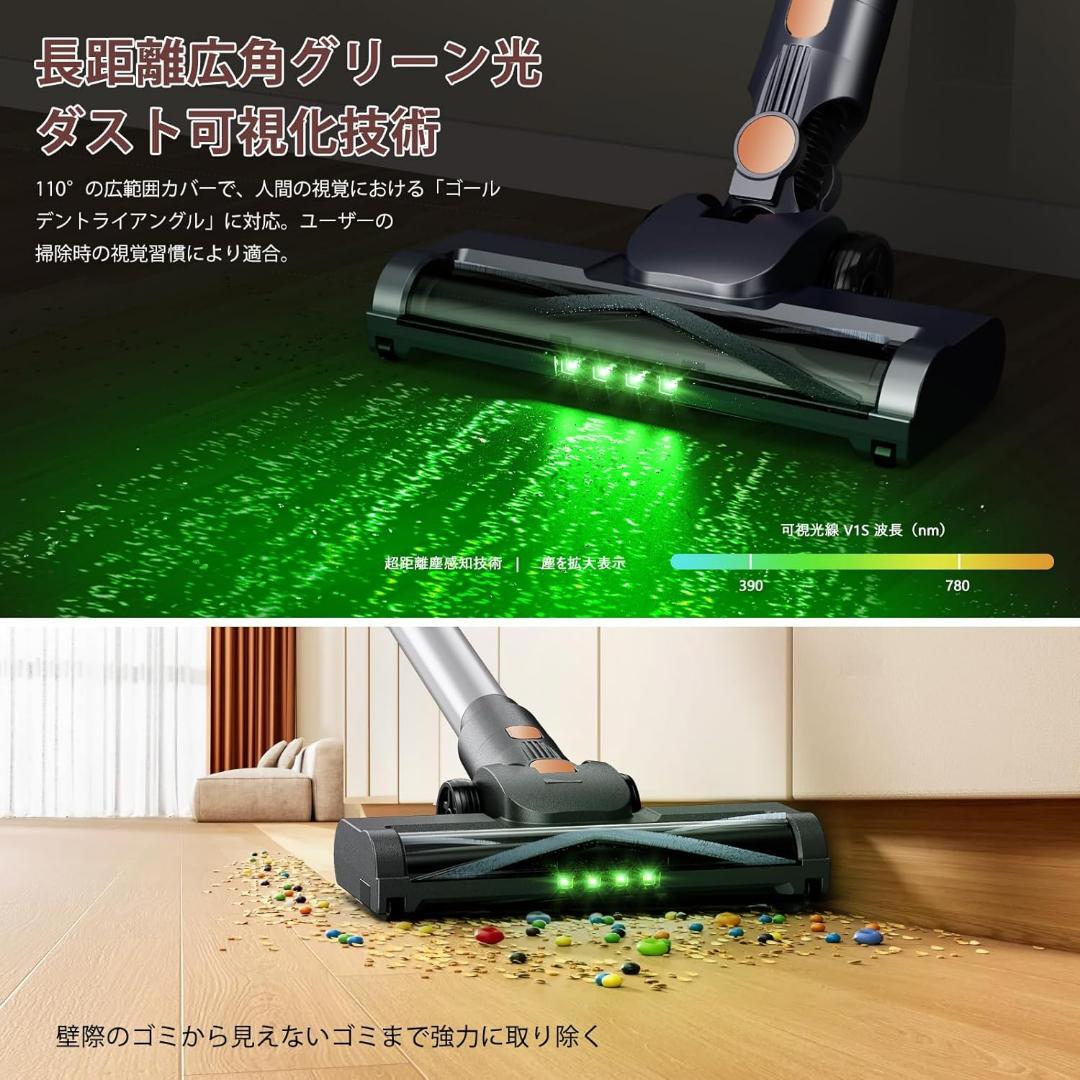 掃除機❣️コードレス 65Kpa超強力吸引 同クラス最軽量 自立式 LEDライト