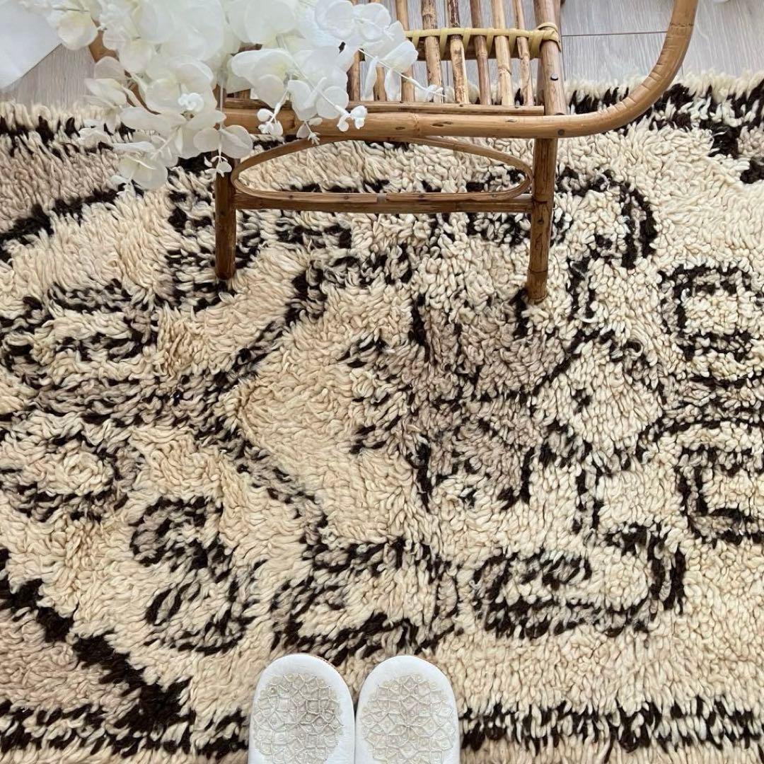 レア✳︎モロッコラグ　ミルキー　ブラウンチョコ　メダリオン　トルコヴィンテージラグ