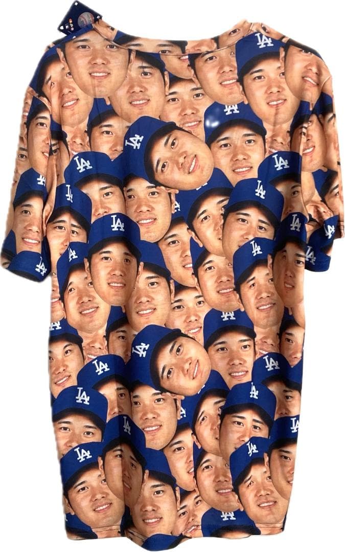 大谷翔平 ドジャース バブルヘッド人形 デコピン フェイスTシャツ:L セット