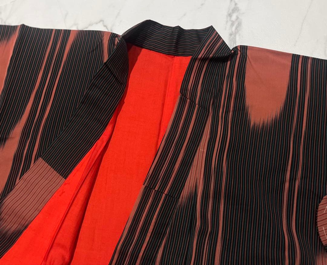 大正ロマン大胆な壺たれ文様 アンティーク小紋 銘仙 未使用しつけ極美品