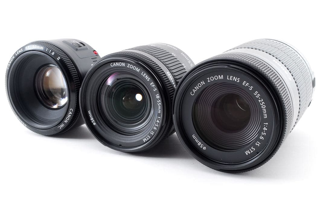 保証付き/canon kiss x10i標準&望遠&単焦点トリプルレンズセット