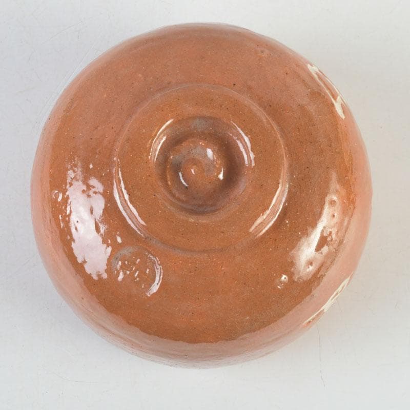 茶道具　楽焼　八事窯　五代　中村道年作　赤楽茶碗　共布共箱　V　9897