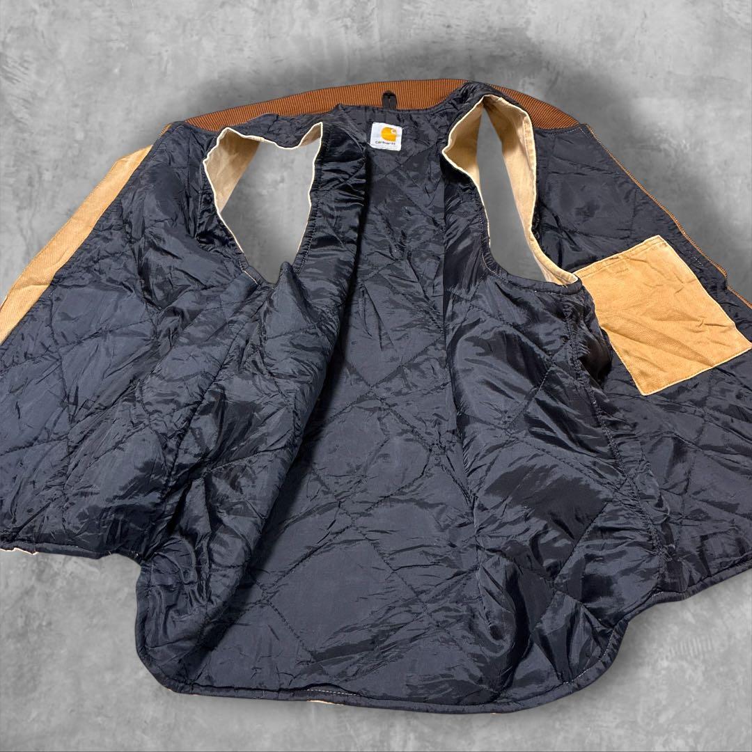 Carhartt ダックベスト 00s当時物 フェードキャメル中綿キルトXL相当