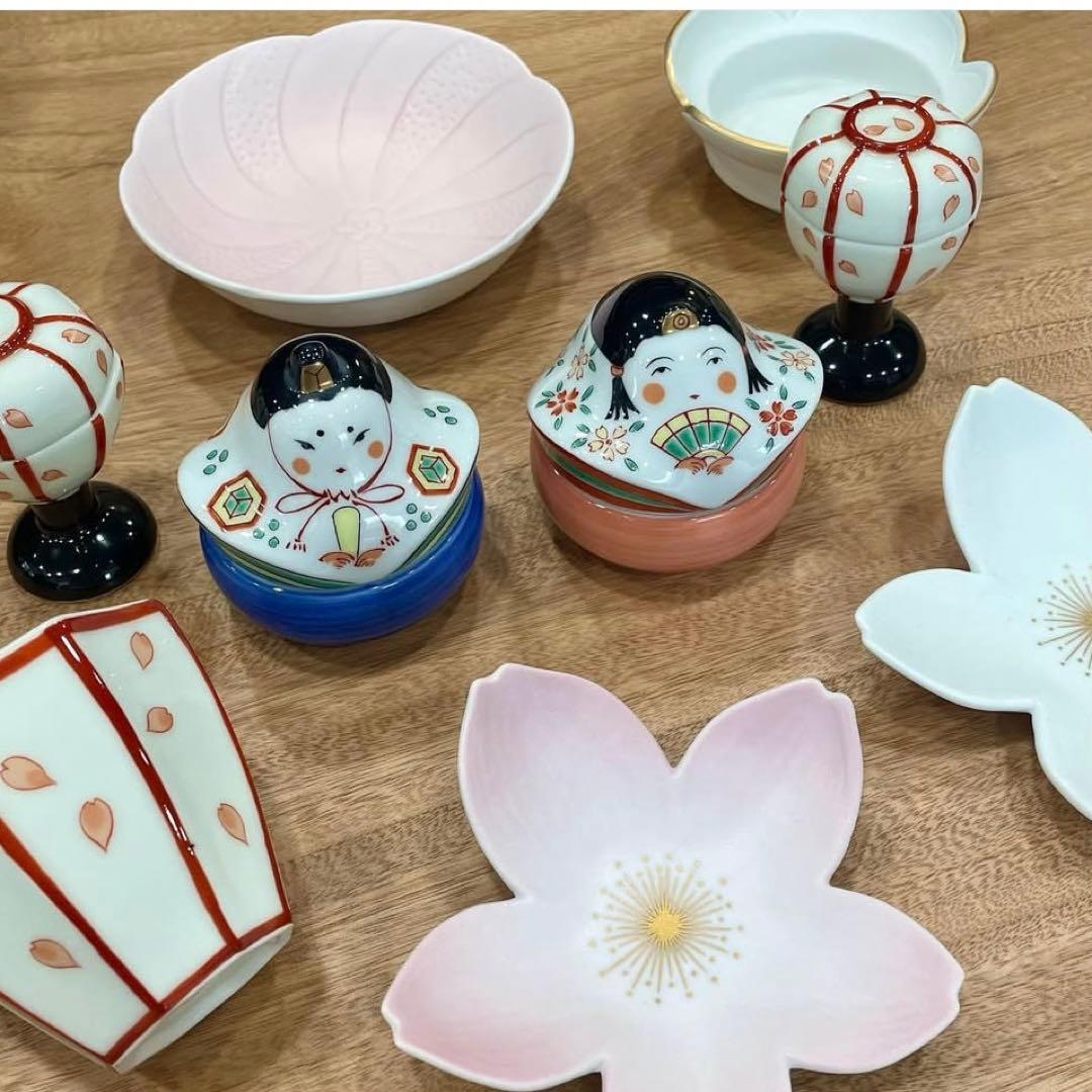 【特別価格】【新品】有田焼幸楽窯　雛人形&ぼんぼり珍味入4点セット