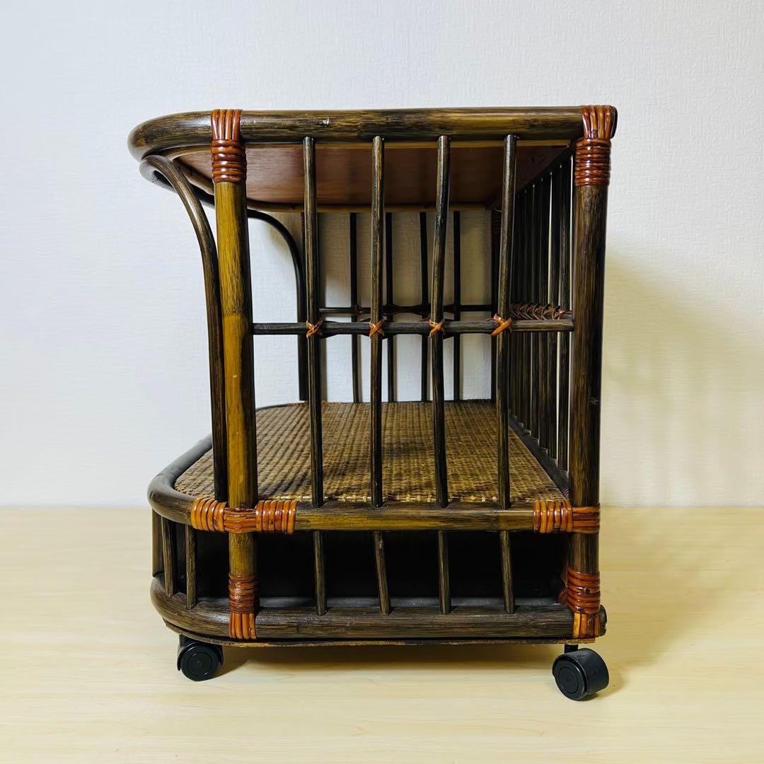 ラタン 籐家具 キャスター付き タイル 引き出し サイドテーブル サイドボード