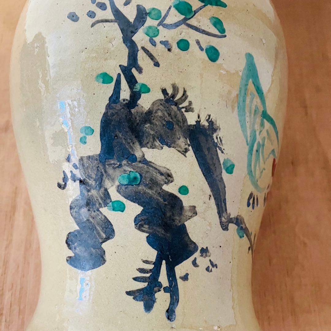 (希少) 壺屋焼　小橋川仁王　花瓶　鶏　沖縄　民藝　柳宗悦　やちむん