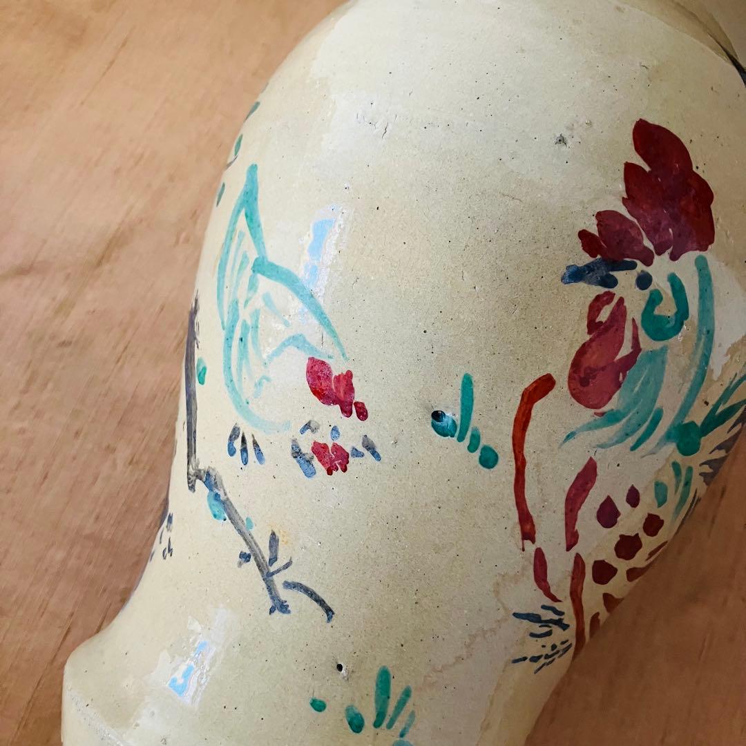 (希少) 壺屋焼　小橋川仁王　花瓶　鶏　沖縄　民藝　柳宗悦　やちむん