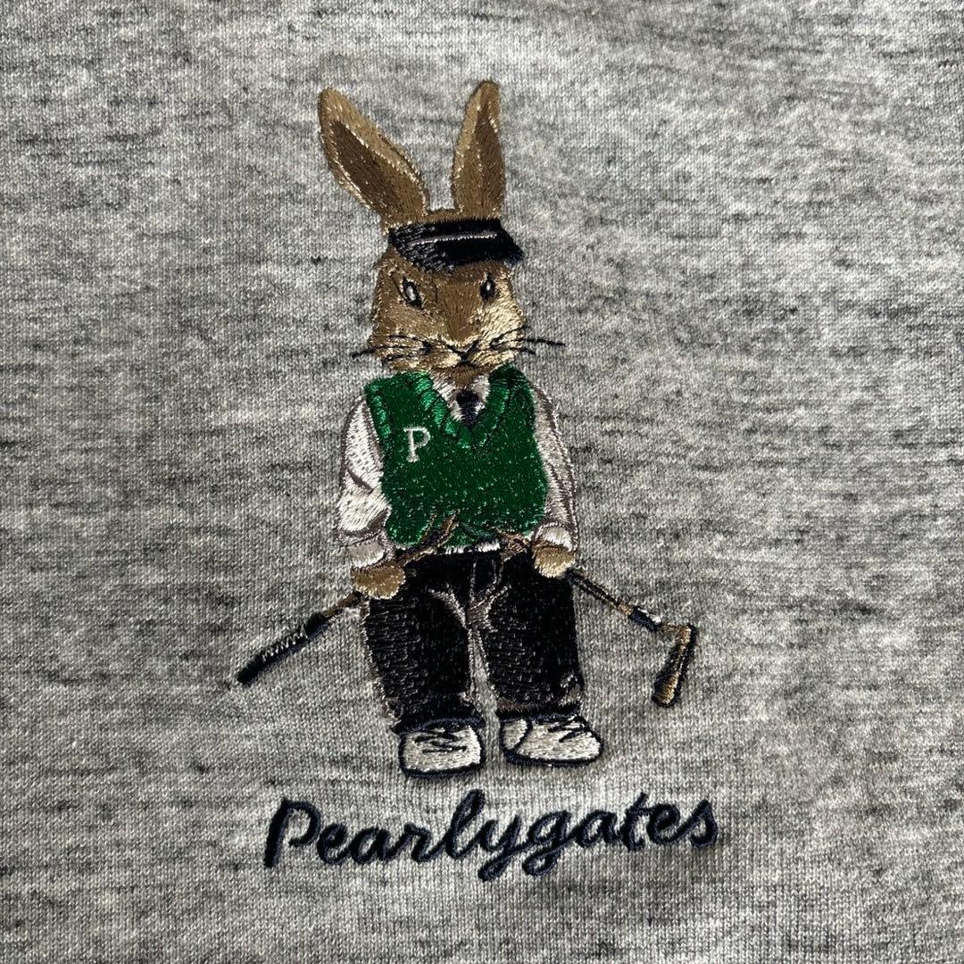 パーリーゲイツTOPスパン裏毛ウサギ杢調グレーパーカーサイズ5