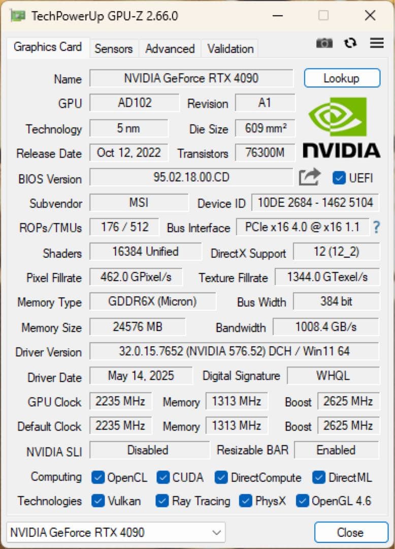 グラフィックボード・グラボ・ビデオカード MSI RTX 4090 SUPRIM LIQUID X 24GB GDDR6X