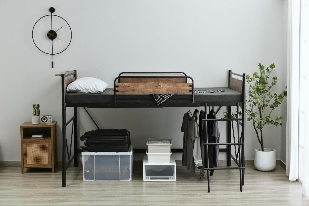 ロフトベッド パイプベッド シングル 耐荷重150kg高さ125cm ロータイプ