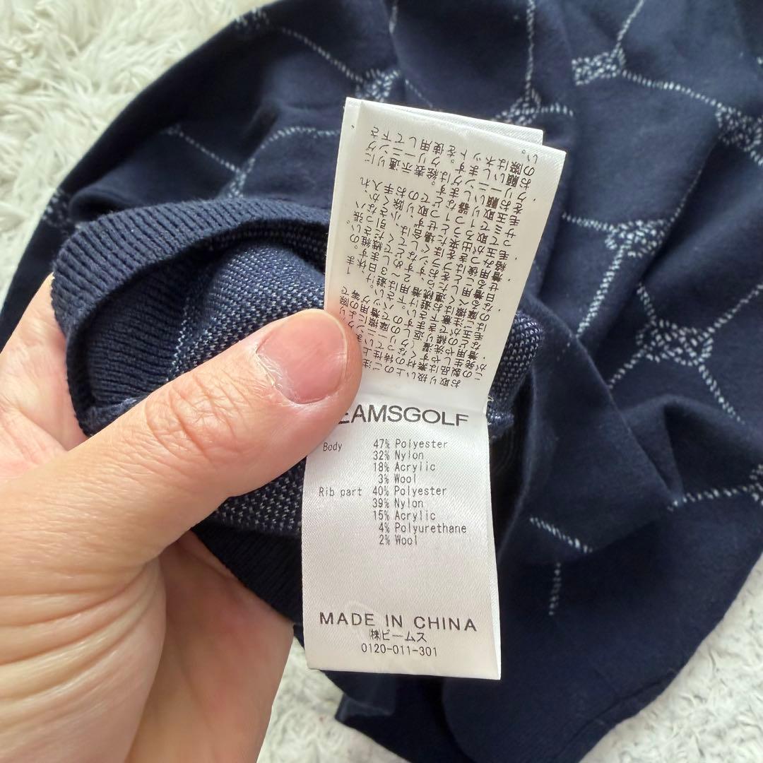 近年未使用級　ビームスゴルフ　ニット　セーター　ゴルフウェア　ロゴ刺繍　総柄