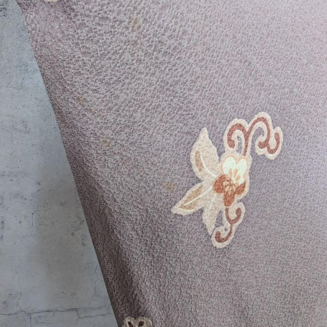 訪問着　フルセット　着物　正絹　グレー地　花　豪華　E1