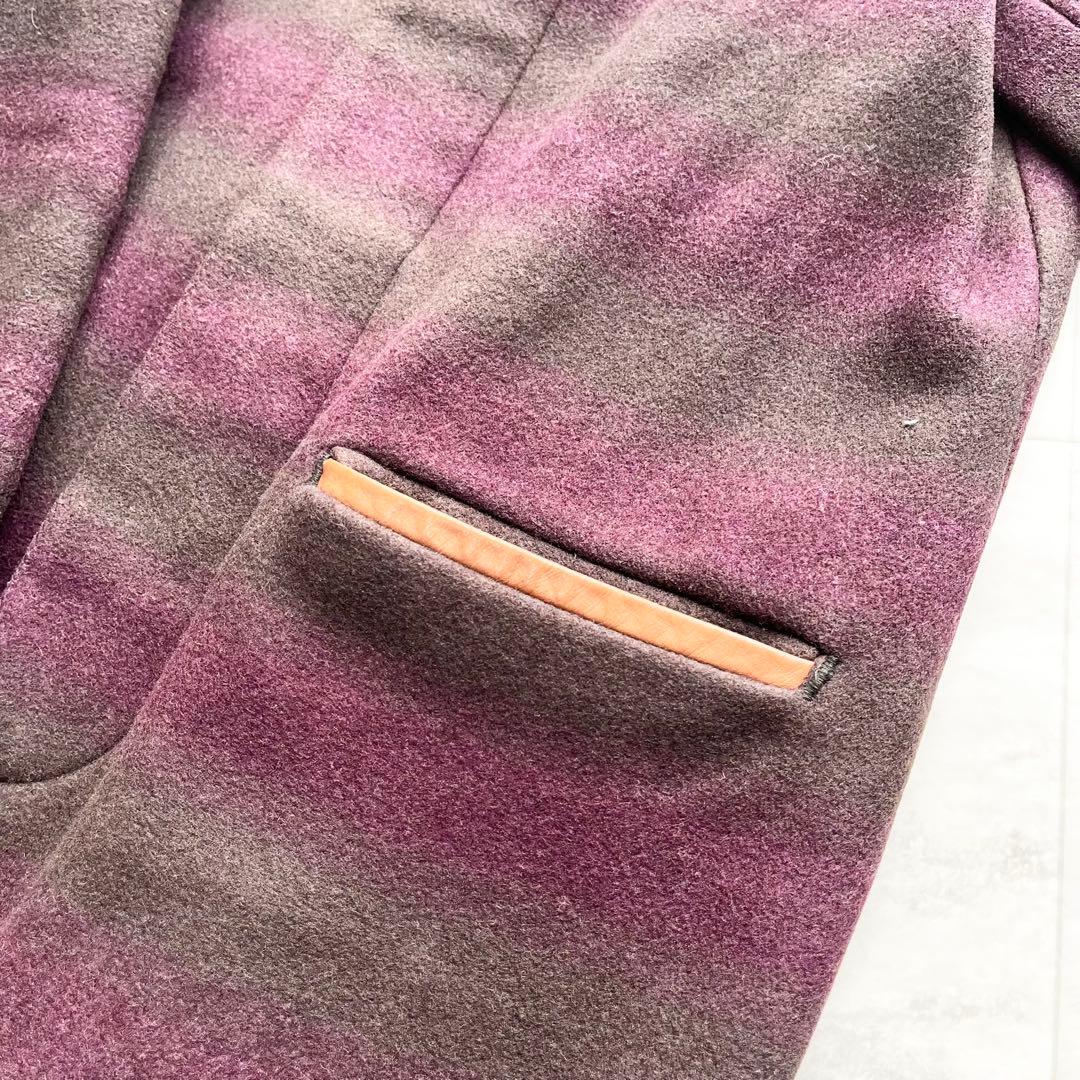 【美品】Pal'las Palace ボーダー ウールコート シェルボタン L