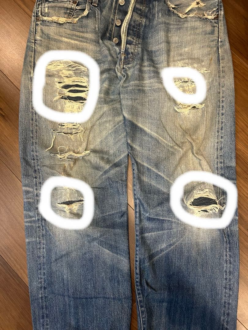 Levi's 501 W36 BIG E 縦落ち ダメージ加工古着ヴィンテージ
