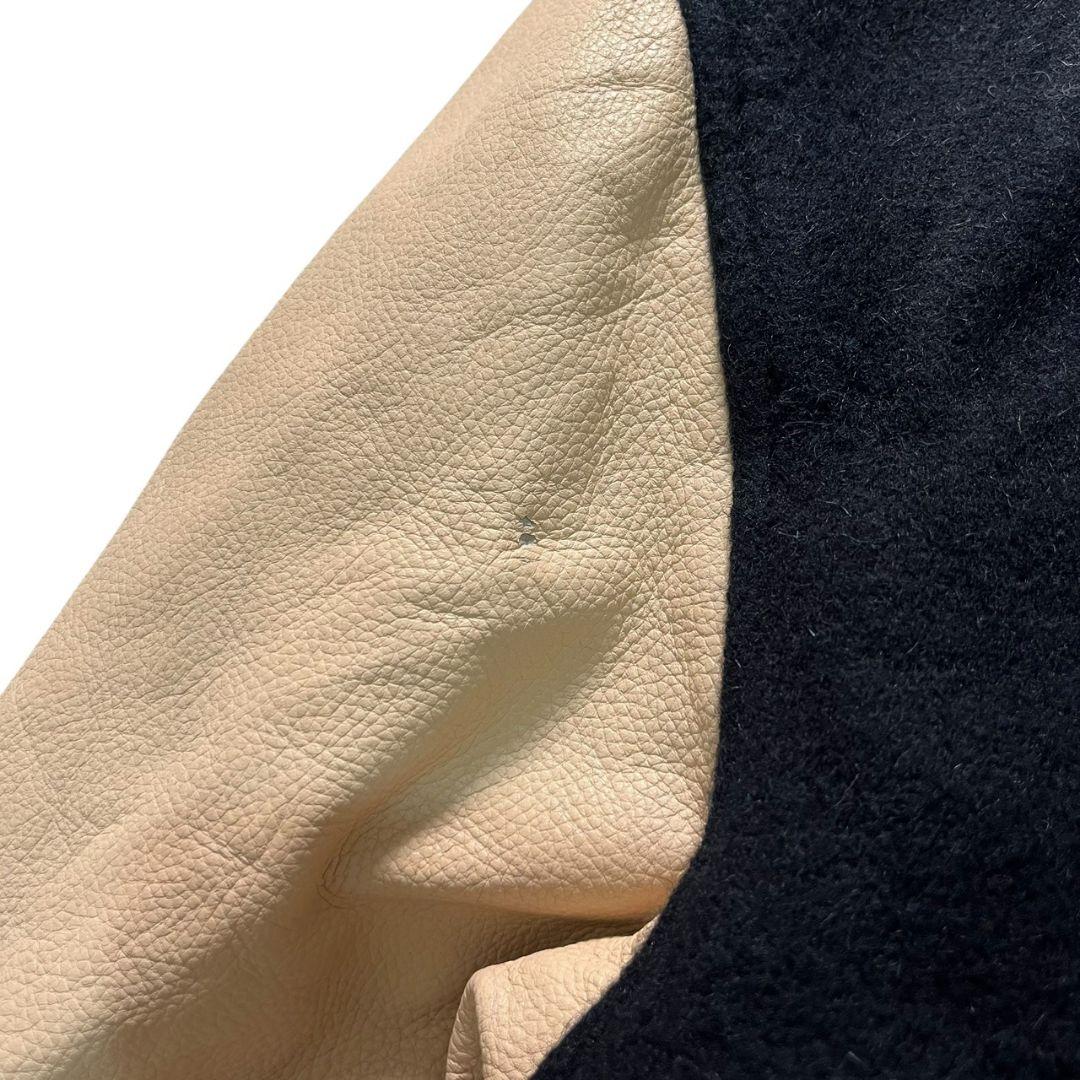 90s schott 袖革 スタジャン ウール バックロゴ ヴィンテージ 古着