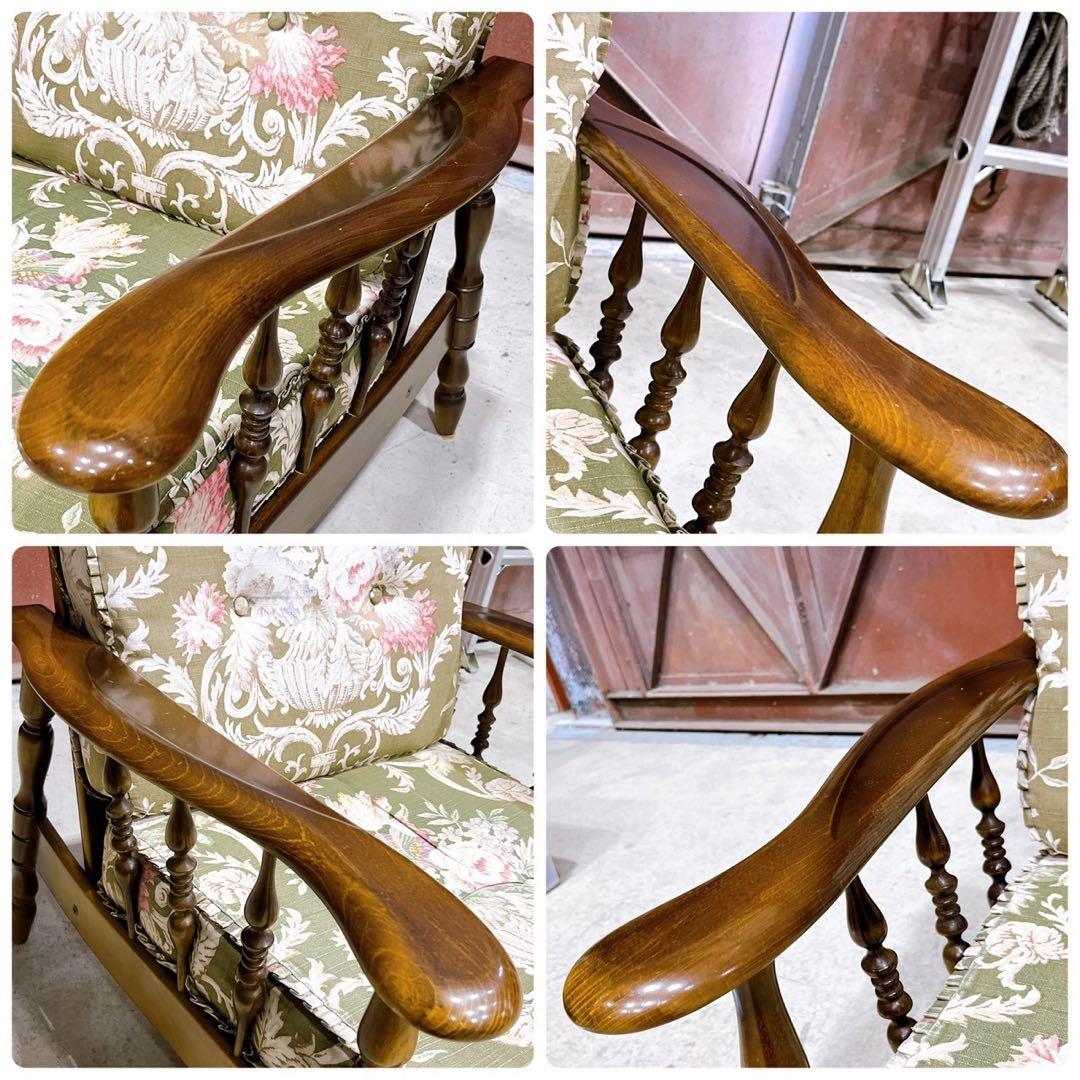 【稀少】karimokuカリモク アームチェア コロニアル フリージアグリーン①